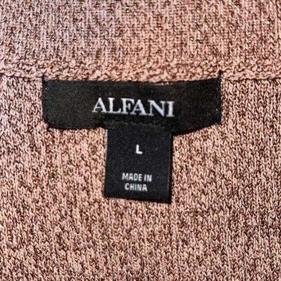 Alfani Womens Metallic Sweater Crew Neck Sequins Long Sleeve Ribbed Pink Large - Picture 4 of 7